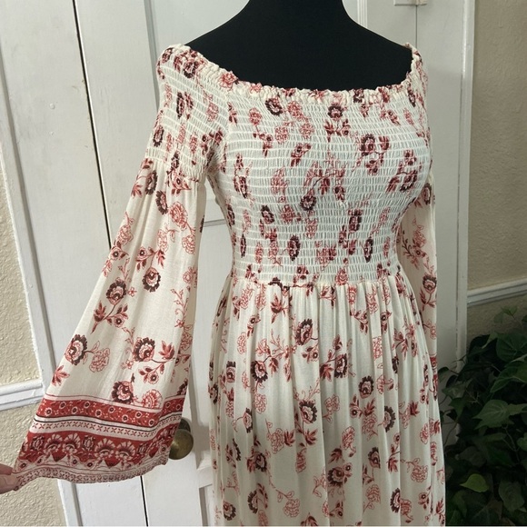Altar’d State Floral Smocked Maxi Bell Sleeves Dress - Picture 2 of 16